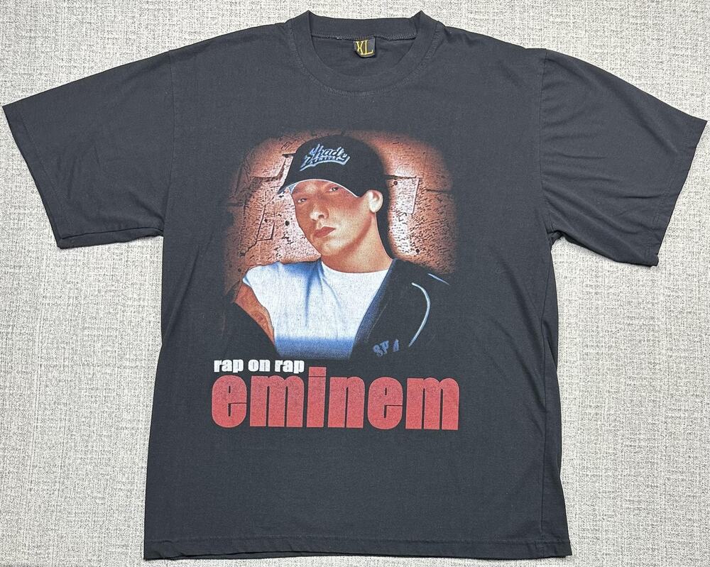 Vintage Eminem Shirt Mens XL Black Rap On Rap Double Sided Graphic Rap Tee